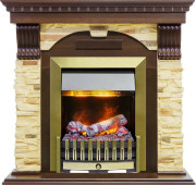 Каминокомплект Dublin угловой - Темный дуб / Сланец с очагом Danville Antique Brass FB2