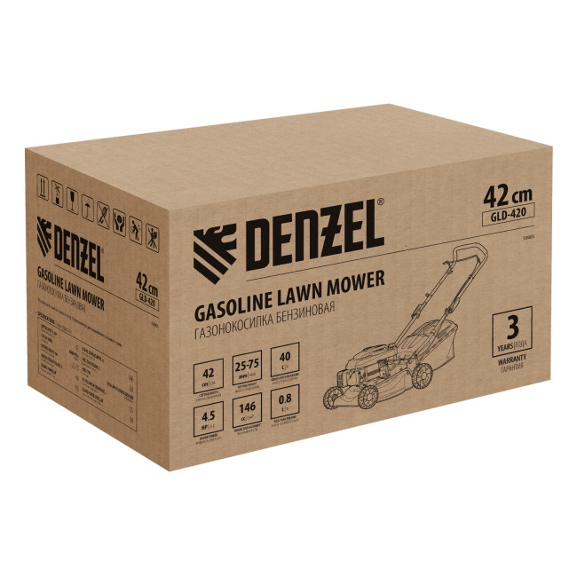 Газонокосилка бензиновая GLD-420, 146 см3, ширина 42 см, 40 л Denzel