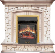 Каминокомплект Preston - Белый/Слоновая кость с патиной с очагом Majestic FX Brass