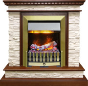 Каминокомплект Calgary - Дуб / Сланец беженый с очагом Danville Antique Brass FB2