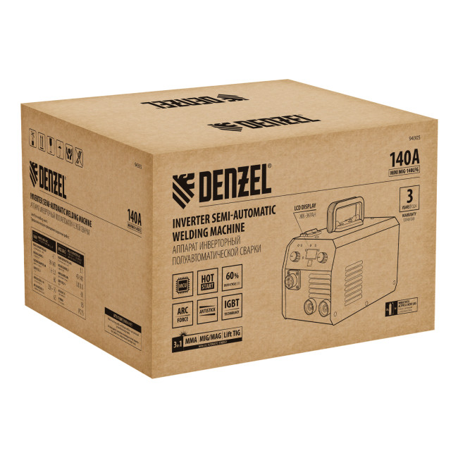 Аппарат инвертор. полуавтомат. сварки Mini MIG-140LFG, 140 А, ПВ 60%// Denzel