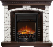 Каминокомплект Glasgow - Темный дуб / Белый с очагом Fobos FX M Black RC