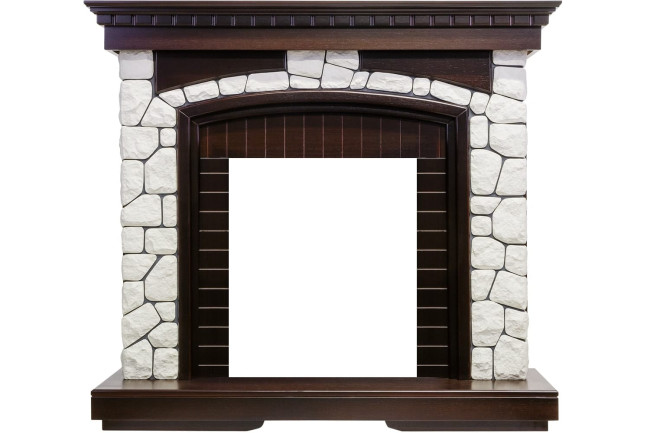 Каминокомплект Glasgow - Темный дуб / Белый с очагом Fobos FX M Black RC