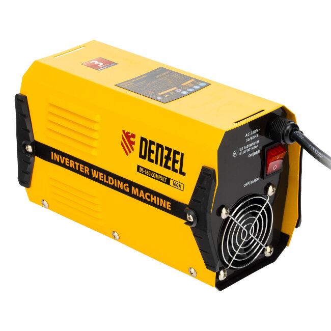 Аппарат инверторный дуговой сварки DS-160 Compact, 160 А, ПВ 70%, диаметр электрода 1.6-3.2 мм Denzel Аппарат инверторный дуговой сварки DS-160 Compact, 160 А, ПВ 70%, диаметр электрода 1.6-3.2 мм Denzel
