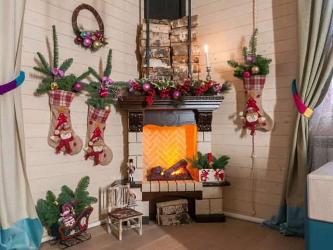 Каминокомплект Pierre Luxe - Темный дуб / Сланец (Высота 1005мм) с очагом Danville Brass FB2