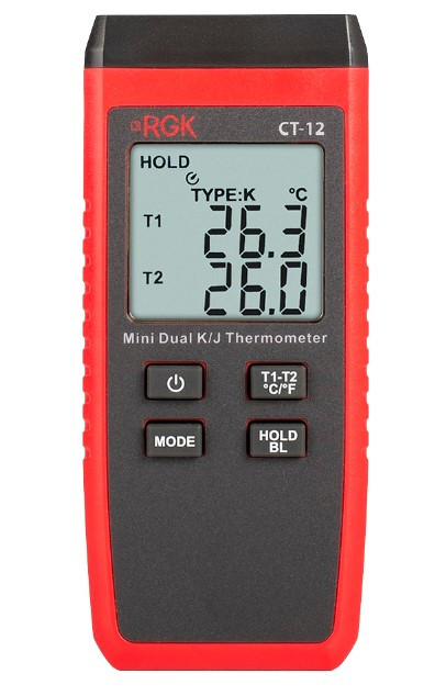 Термометр RGK CT-12 с зондом температуры воздуха TR-10A, поверхностным зондом TR-10S и погружным зондом температуры TR-10W