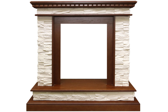 Каминокомплект Calgary - Дуб / Сланец бежевый с очагом Aspen Black