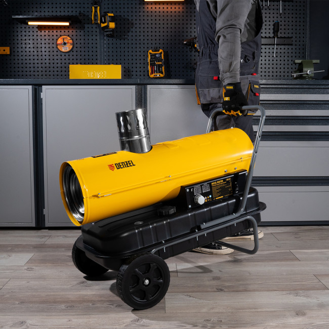 Дизельная тепловая пушка NHG-20i, 20 кВт, 600 м3/ч, непрямой нагрев, цифровой термостат Denzel Дизельная тепловая пушка NHG-20i, 20 кВт, 600 м3/ч, непрямой нагрев, цифровой термостат Denzel