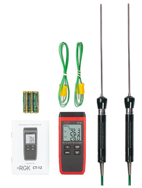 Термометр RGK CT-12 с 2-мя погружными зондами температуры TR-10W