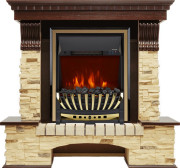 Каминокомплект Pierre Luxe - Темный дуб / Сланец с очагом Aspen Gold