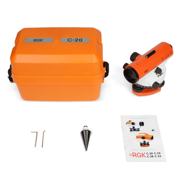 Комплект оптический нивелир RGK C-20 + штатив S6-N + рейка AMO S3 Комплект оптический нивелир RGK C-20 + штатив S6-N + рейка AMO S3