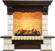 Каминокомплект Pierre Luxe - Темный дуб / Шампань (Высота 1035мм) с очагом Cassette 600 LNH-INT (с дровами)