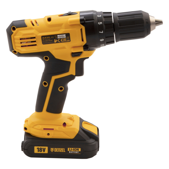 Дрель-шуруповерт аккумуляторная CDL-IB-18-02, Li-Ion, 18 В, 2 акк. Denzel