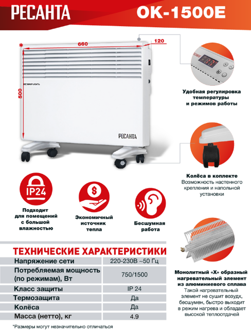 Конвектор РЕСАНТА ОК-1500Е