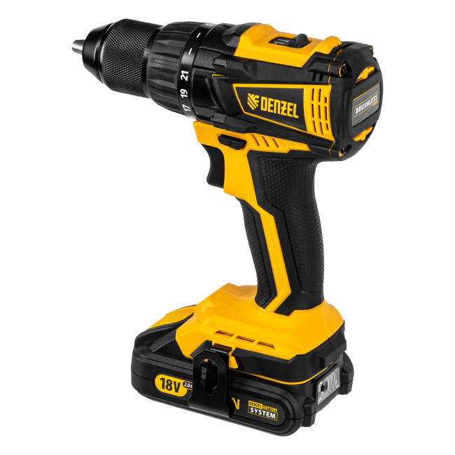 Дрель-шуруповерт аккумуляторная, бесщет. BLDL-IB-18-02, Li-Ion, 18 В, 2 акк. Denzel