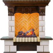 Каминокомплект Pierre Luxe угловой - Темный дуб / Шампань (Высота 975мм) с очагом Cassette 400 NH