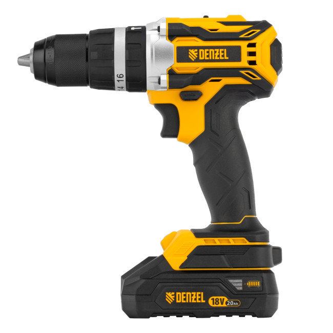 Дрель-шуруповерт аккумуляторная ударная бесщет CIDB-18-02, Li-Ion, 18 В Denzel