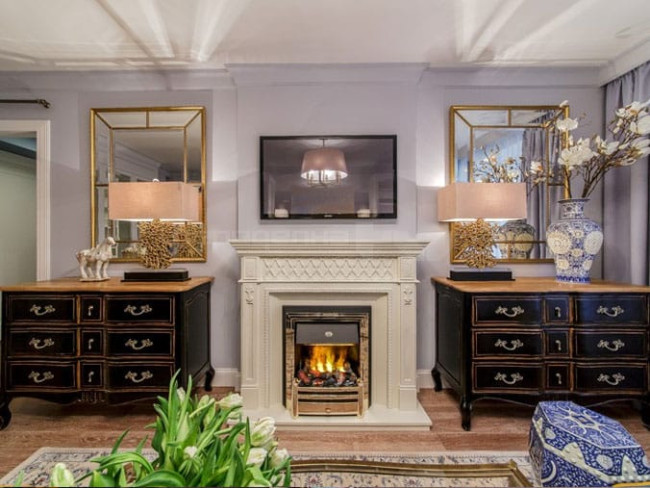 Каминокомплект Alexandria - Махагон коричневый антик с очагом Danville Brass FB2