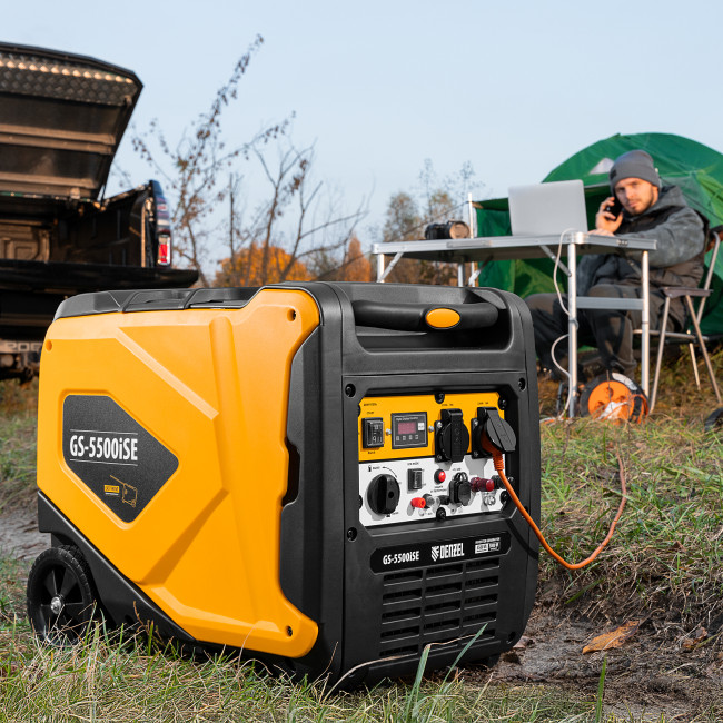 Генератор инверторный GS-5500iSE, 5,5 кВт, 230 В, закрытый корпус,электростартер Denzel