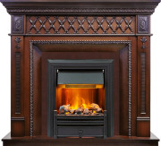 Каминокомплект Alexandria - Махагон коричневый антик с очагом Brookline Black