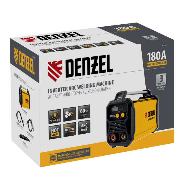 Аппарат инвертор. дуговой сварки DM-180 Standart, 180 А, ПВ 60% Denzel
