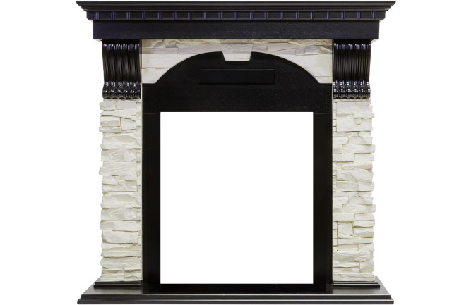 Каминокомплект Dublin - Венге / Сланец белый с очагом Brookline Black Каминокомплект Dublin - Венге / Сланец белый с очагом Brookline Black