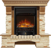 Каминокомплект Pierre Luxe - Дуб / Сланец с очагом Fobos FX M Black RC
